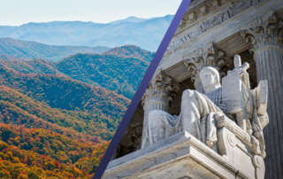 Split Image with NC Mountains on one side and Supreme Court building on the other