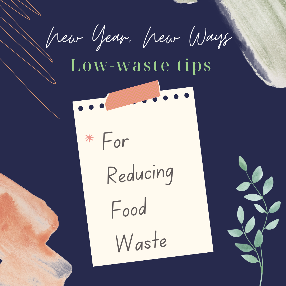 cartoon graphic of a notepad with "Reducing food waste" written on it.