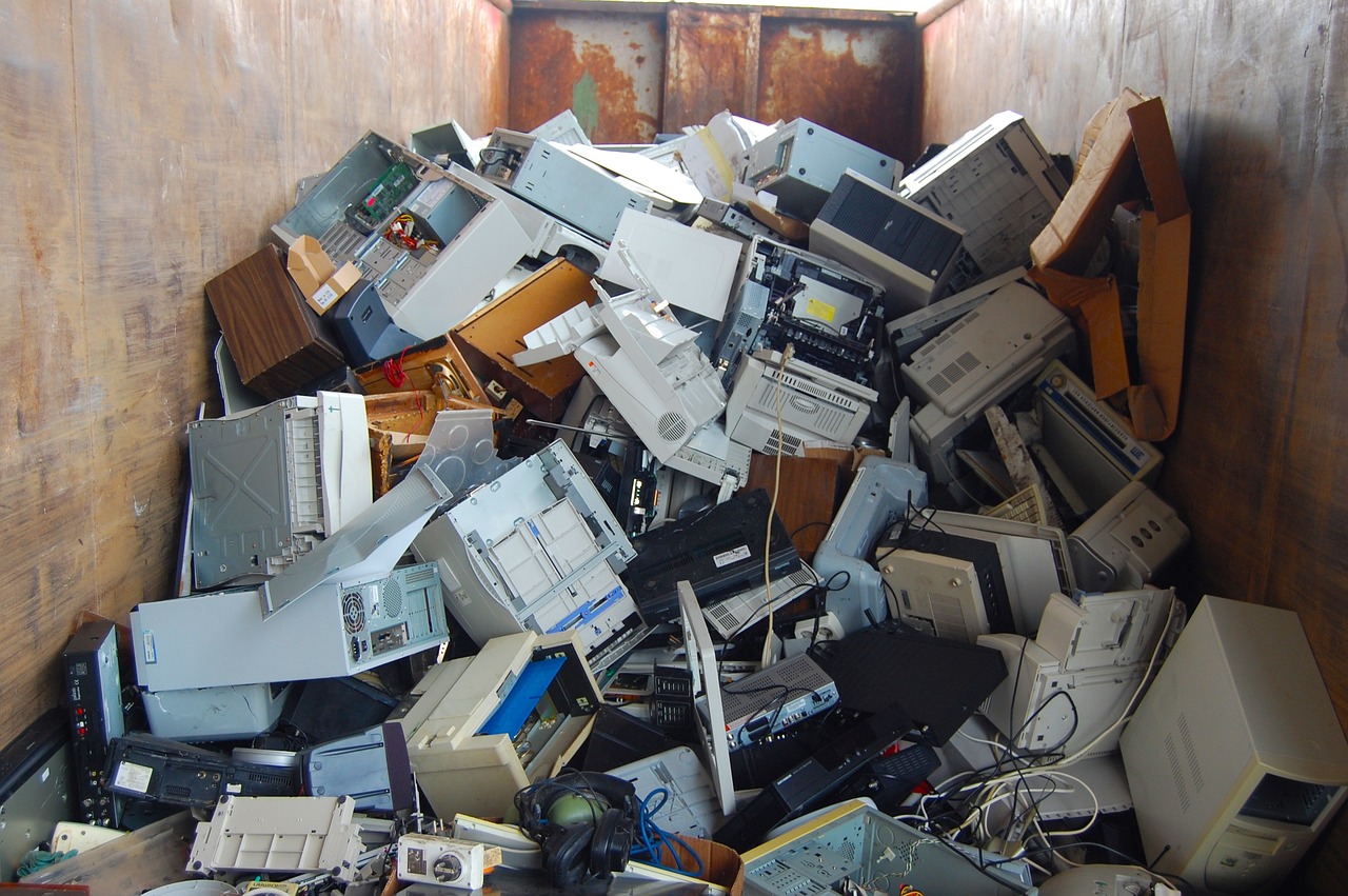 Photo of old and broken computer parts