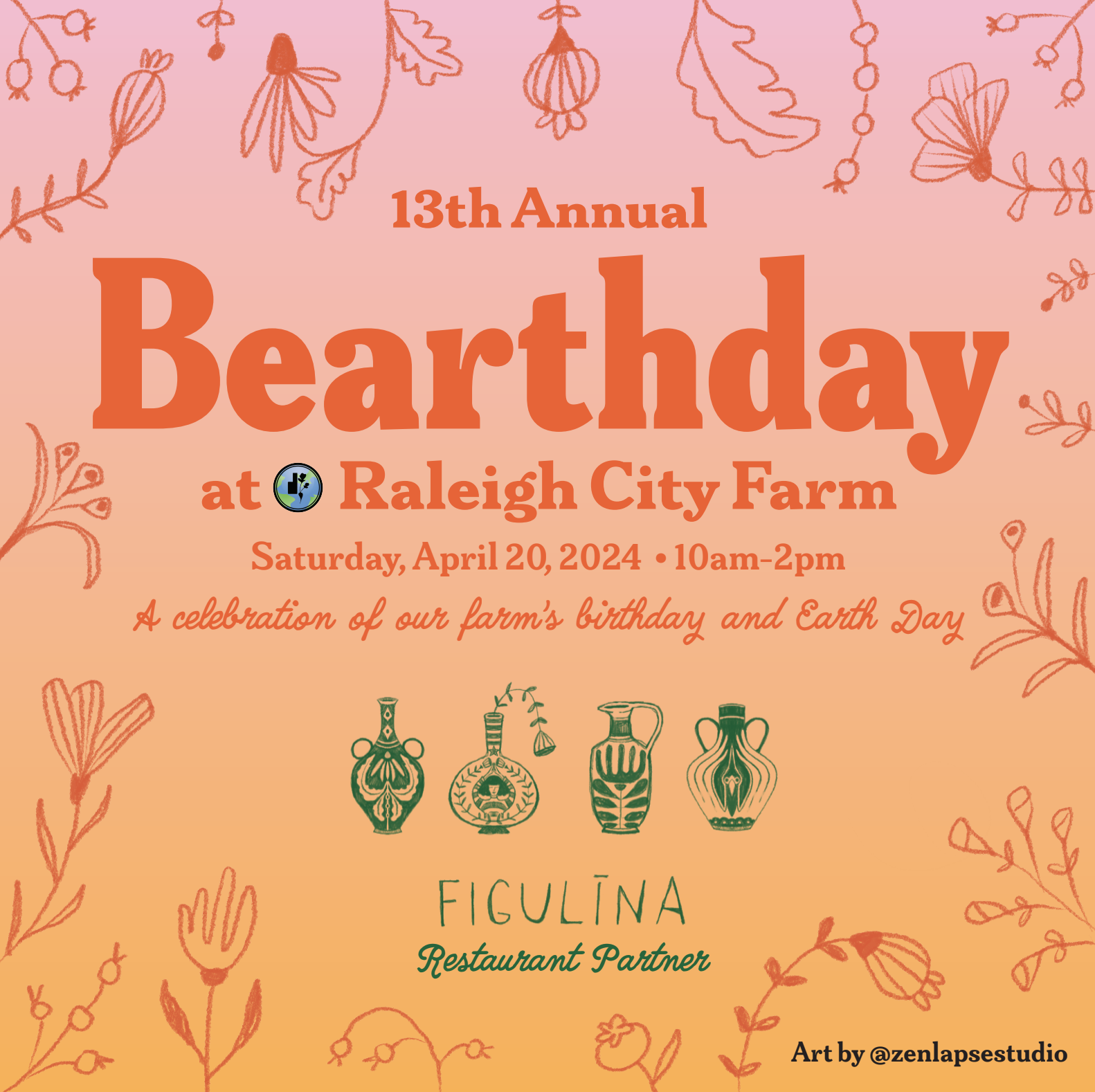 Bearthday Flyer for the bearthday event for Raleigh City Farm