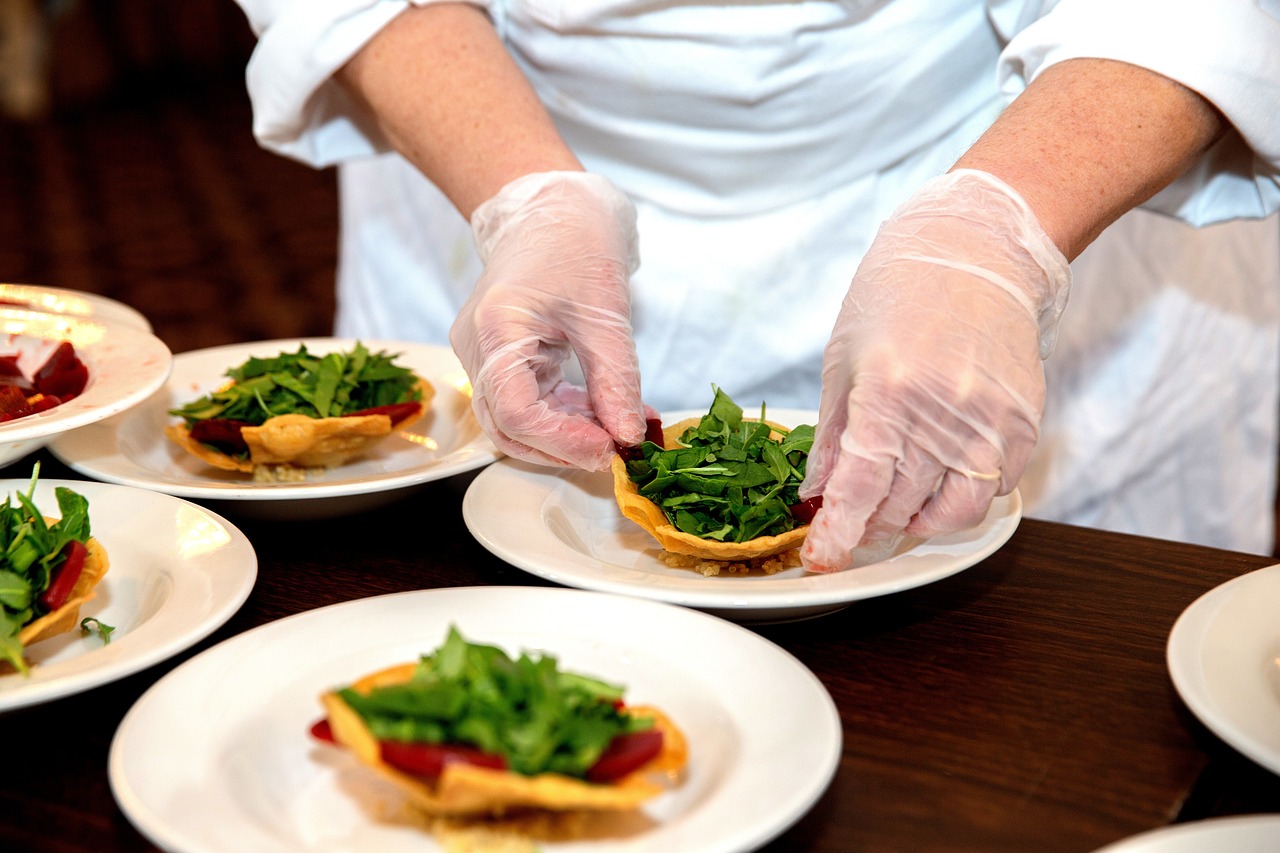 chef plating a salad